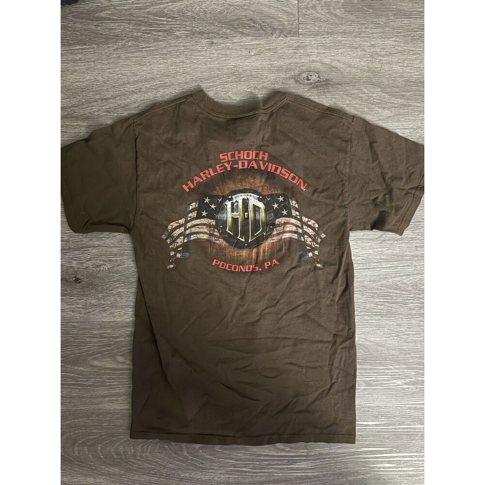 Vintage 2012 Harley-Davidson Eagle Wing Graphic Pocket T-Shirt Faded Brown small - Picture 5 of 6